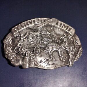 VINTAGE 1985 Limited Edition Harvest Time Belt Buckle - Mt. Pleasant, IA